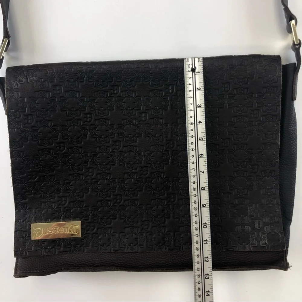 DUSSAULT brown leather Limited Edition Gene Simmons messenger bag